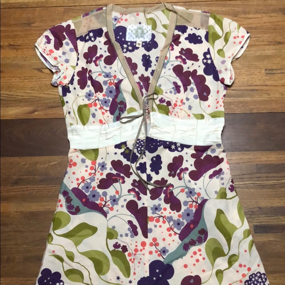 Anthropologie Burning Torch Colorful Floral Tunic
